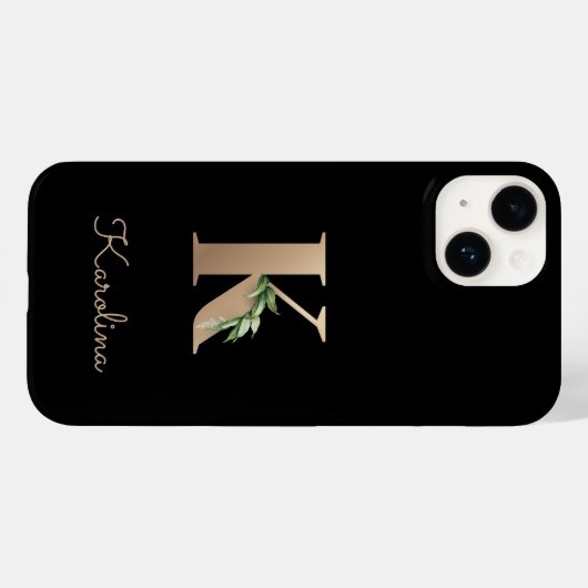 Elegant Botanische monogram Gold Letter K Case-Mate iPhone Case (Achterkant (horizontaal))