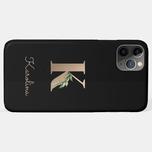 Elegant Botanische monogram Gold Letter K Case-Mate iPhone Case (Achterkant (horizontaal))