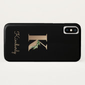 Elegant Botanische monogram Gold Letter K Case-Mate iPhone Case (Achterkant (horizontaal))