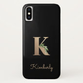 Elegant Botanische monogram Gold Letter K Case-Mate iPhone Case (Achterkant)
