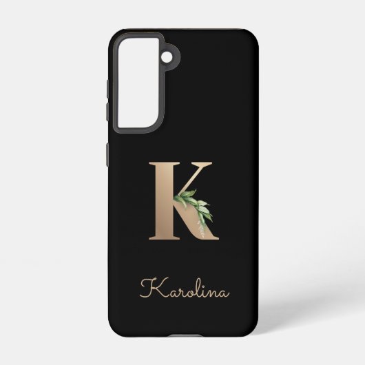 Elegant Botanische monogram Gold Letter K Samsung Galaxy Hoesje (Achterkant)
