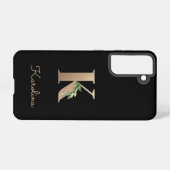 Elegant Botanische monogram Gold Letter K Samsung Galaxy Hoesje (Achterkant horizontaal)