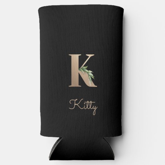Elegant Botanische monogram Gold Letter K Seltzer Blikjeskoeler (Voorkant)