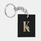 Elegant Botanische monogram Gold Letter K Sleutelhanger (Voorkant Links)