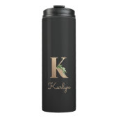 Elegant Botanische monogram Gold Letter K Thermosbeker (Voorkant)