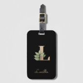 Elegant Botanische monogram Gold Letter L Bagagelabel (Voorkant (verticaal))