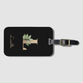 Elegant Botanische monogram Gold Letter L Bagagelabel (Voorkant (horizontaal))