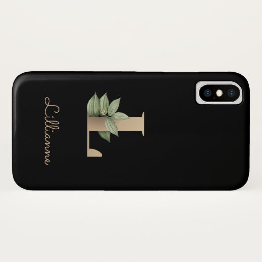 Elegant Botanische monogram Gold Letter L Case-Mate iPhone Case (Achterkant (horizontaal))
