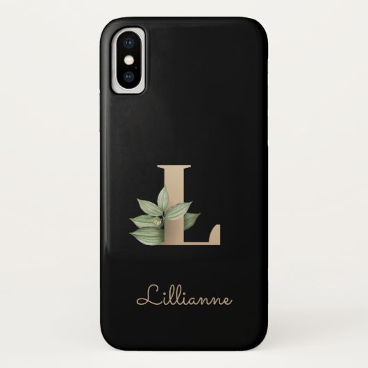 Elegant Botanische monogram Gold Letter L Case-Mate iPhone Case (Achterkant)
