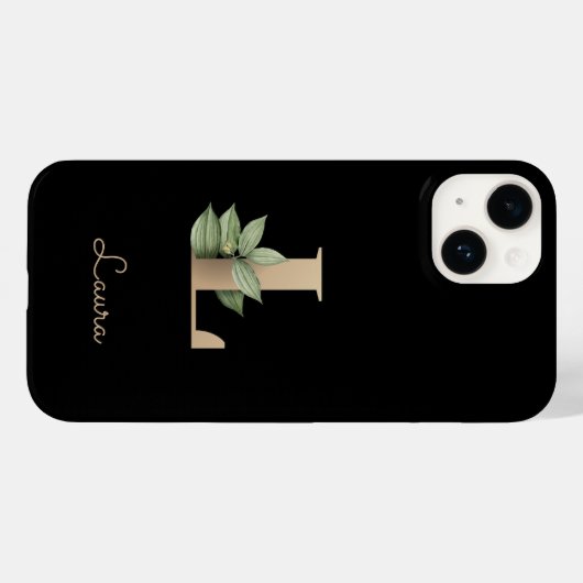Elegant Botanische monogram Gold Letter L Case-Mate iPhone Case (Achterkant (horizontaal))