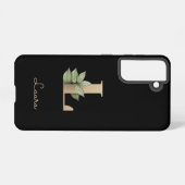 Elegant Botanische monogram Gold Letter L Samsung Galaxy Hoesje (Achterkant horizontaal)