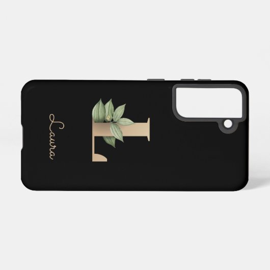 Elegant Botanische monogram Gold Letter L Samsung Galaxy Hoesje (Achterkant horizontaal)