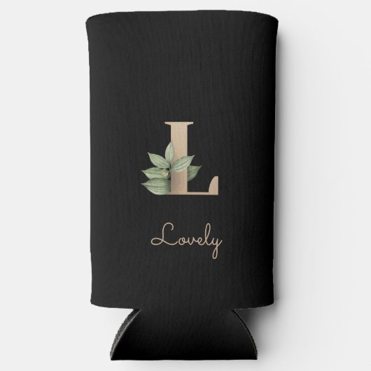 Elegant Botanische monogram Gold Letter L Seltzer Blikjeskoeler (Voorkant)