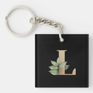 Elegant Botanische monogram Gold Letter L Sleutelhanger