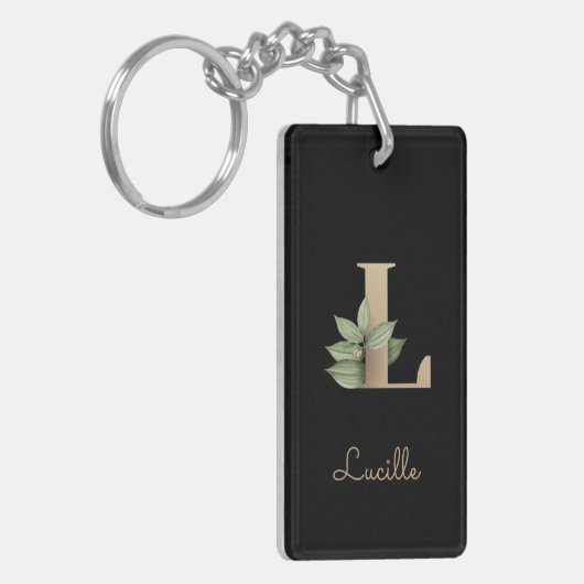 Elegant Botanische monogram Gold Letter L Sleutelhanger (Voorkant Links)