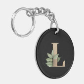 Elegant Botanische monogram Gold Letter L Sleutelhanger (Voorkant Links)