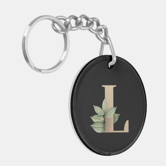 Elegant Botanische monogram Gold Letter L Sleutelhanger (Voorkant Links)
