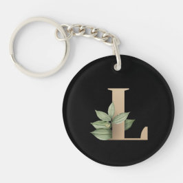Elegant Botanische monogram Gold Letter L Sleutelhanger