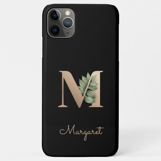 Elegant Botanische monogram Gold Letter M Case-Mate iPhone Case (Achterkant)