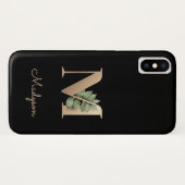 Elegant Botanische monogram Gold Letter M Case-Mate iPhone Case (Achterkant (horizontaal))