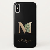 Elegant Botanische monogram Gold Letter M Case-Mate iPhone Case (Achterkant)