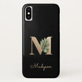 Elegant Botanische monogram Gold Letter M Case-Mate iPhone Case