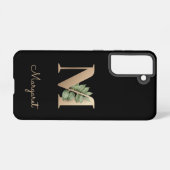 Elegant Botanische monogram Gold Letter M Samsung Galaxy Hoesje (Achterkant horizontaal)