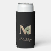 Elegant Botanische monogram Gold Letter M Seltzer Blikjeskoeler (Seltzer Voorkant)