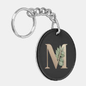 Elegant Botanische monogram Gold Letter M Sleutelhanger (Voorkant Links)