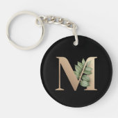 Elegant Botanische monogram Gold Letter M Sleutelhanger (Voorkant)