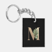 Elegant Botanische monogram Gold Letter M Sleutelhanger (Voorkant Links)