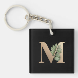 Elegant Botanische monogram Gold Letter M Sleutelhanger