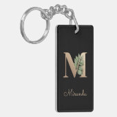 Elegant Botanische monogram Gold Letter M Sleutelhanger (Voorkant Links)