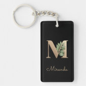 Elegant Botanische monogram Gold Letter M Sleutelhanger (Voorkant)