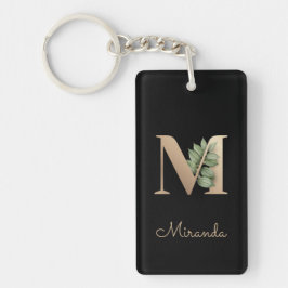 Elegant Botanische monogram Gold Letter M Sleutelhanger