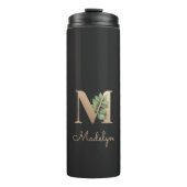 Elegant Botanische monogram Gold Letter M Thermosbeker (Voorkant)