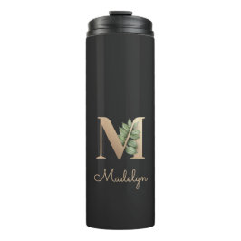 Elegant Botanische monogram Gold Letter M Thermosbeker