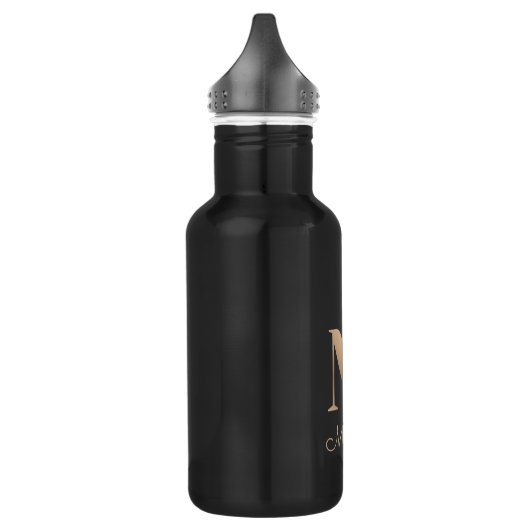 Elegant Botanische monogram Gold Letter M Waterfles (Links)