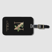Elegant Botanische monogram Gold Letter N Bagagelabel (Voorkant (horizontaal))
