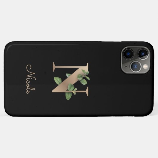 Elegant Botanische monogram Gold Letter N Case-Mate iPhone Case (Achterkant (horizontaal))