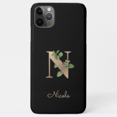 Elegant Botanische monogram Gold Letter N Case-Mate iPhone Case (Achterkant)