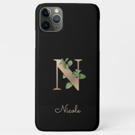 Elegant Botanische monogram Gold Letter N Case-Mate iPhone Case