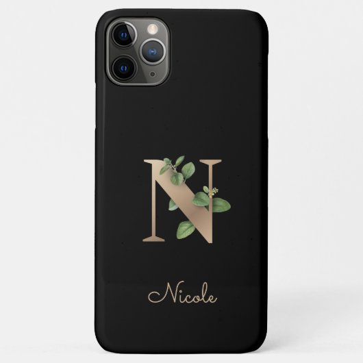 Elegant Botanische monogram Gold Letter N Case-Mate iPhone Case (Achterkant)