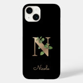 Elegant Botanische monogram Gold Letter N Case-Mate iPhone Case (Achterkant)