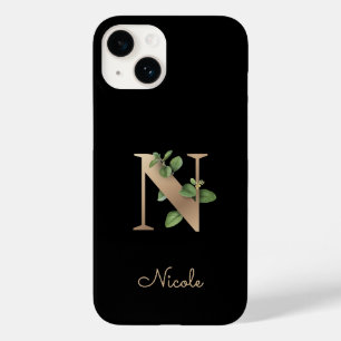 Elegant Botanische monogram Gold Letter N Case-Mate iPhone 14 Hoesje