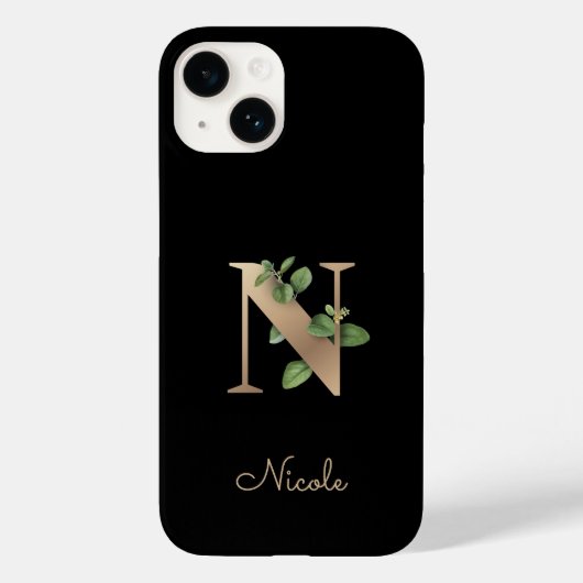 Elegant Botanische monogram Gold Letter N Case-Mate iPhone Case (Achterkant)