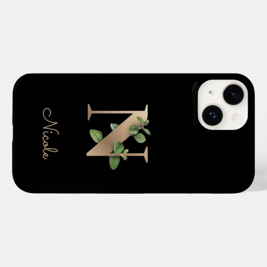 Elegant Botanische monogram Gold Letter N Case-Mate iPhone Case (Achterkant (horizontaal))