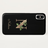 Elegant Botanische monogram Gold Letter N Case-Mate iPhone Case (Achterkant (horizontaal))