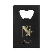 Elegant Botanische monogram Gold Letter N Creditkaart Flessenopener (Voorkant)