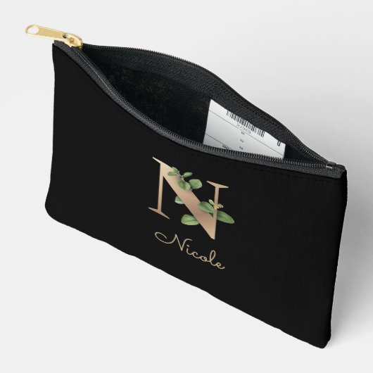 Elegant Botanische monogram Gold Letter N Etui (Open)